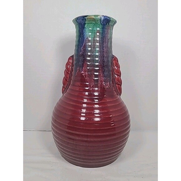 Antique Carl Gebauer German Art Pottery Double Handled Vase Circa 1920s 11”